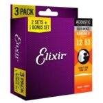 Elixir 16539 -3pk 11052 Acoustic 80/20 Bronze Nanoweb .012-.053