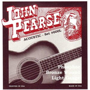 John Pearse JP600L Phosphor Bronze Light Acoustic Guitar Strings  .012-.053