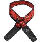 Lock-It 'Red Thistles' LIS-037-BM-7  Bob Masse Rock Art Locking Guitar Strap