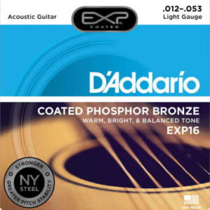 D'Addario EXP16 - Phosphor Bronze Coated Light Acoustic Guitar Strings 12-53