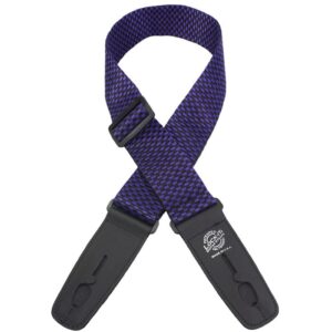 Lock-It LIS-010-P2 PRCHK 2" Poly Locking Guitar Strap-Purple/Black Checker
