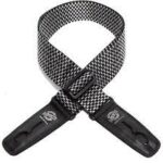 Lock-It LIS-009-P2 SLCHK 2" Poly Locking Guitar Strap-Silver/Black Checker