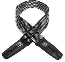 Lock-It LIS-009-P2 SLCHK 2" Poly Locking Guitar Strap-Silver/Black Checker