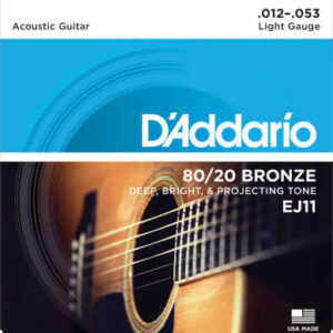 D'Addario EJ11 - 80/20 Bronze Light Acoustic Guitar Strings 12-53