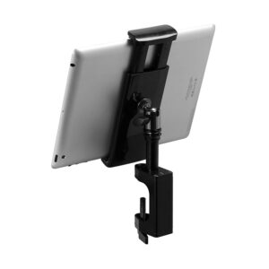 On-Stage TCM1908 3pc Grip-On universal mount for smart phone/tablet. Includes three adjustable mounts designed to fit a range of smart phones/tablets sized from 2.5" to 7.75" wide. Ball joint provides 360° tilt and rotation. w/Table clamp.