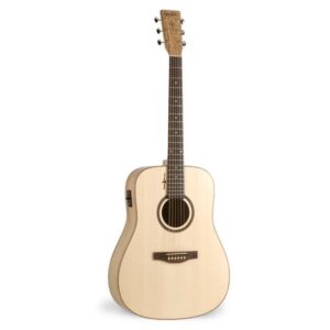 Simon and Patrick 036387 Amber Trail SG T35-Back & Sides : Figured Amber-Trail Maple  Top : Select Pressure Tested Solid Spruce Fingerboard & Bridge : Rosewood  Finish : Semi-Gloss Custom Polished Finish  Tusq® nut & saddle by Graphtech