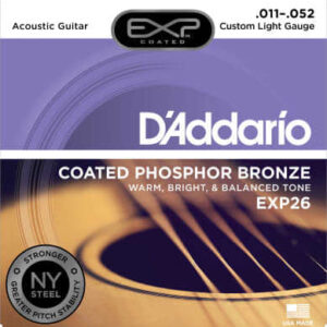 D'Addario EXP26 - Phosphor Bronze Coated Custom Light Acoustic Guitar Strings 11-52
