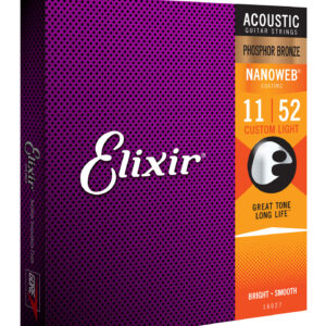 Elixir 16027 Custom Light Acoustic Phosphor Bronze With Nanoweb Coating (.011 - .052)
