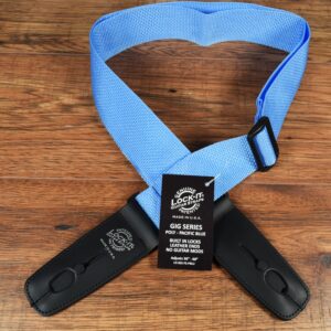 Lock-It LIS-003-P2-PBLU 2" Poly Locking Guitar Strap-Pacific Blue