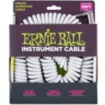 Ernie Ball 6045EB 30' Coiled Straight/Angle Instrument Cable - White