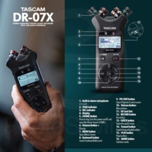 Tascam DR-07X Stereo Handheld Digital Audio Recorder with USB Audio Interface