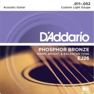 D'Addario EJ26 - Phosphor Bronze Custom Light Acoustic Guitar Strings 11-52