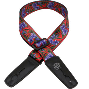 Lock-It 'Purple Flowers' LIS-032-BM-2  Bob Masse Rock Art Locking Guitar Strap