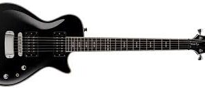 Hagstrom Ultra Swede Black Electric Guitar--A slender, compact body joined to an ultra-slim neck profiled in a easy “D” shape-The rich and powerful sound of the Custom Ceramic 62 pickups-Fast Ultra Thin Neck