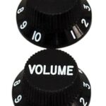 Profile P180 Strat 3 knob set, "tophat" type black. Packaged with a Profile header card.
