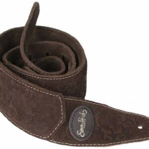 Simon & Patrick 036875 Brown Paisley Padded Suede Guitar Strap w/Patch Logo