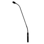 Shure MX418D/C 18" desktop gooseneck condenser microphone, 10' attached XLR cable, logic functions, programmable switch and LED, snap-fit foam windscreen. Attached desktop base.