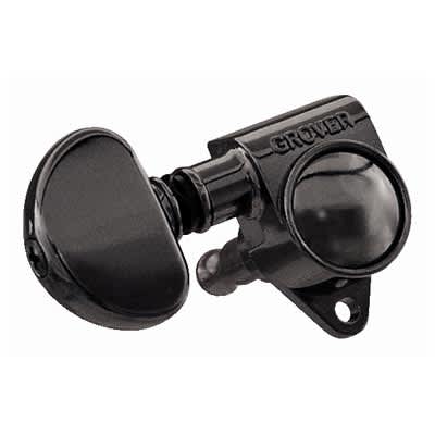 Grover GR502BC Roto-Grip Locking Rotomatic Tuners, 3-Per-Side, Black Chrome