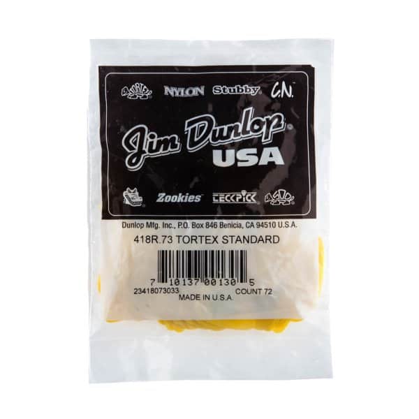 Dunlop 418R-73 Yellow 0.73mm Tortex® Standard Guitar Pick (72/bag)