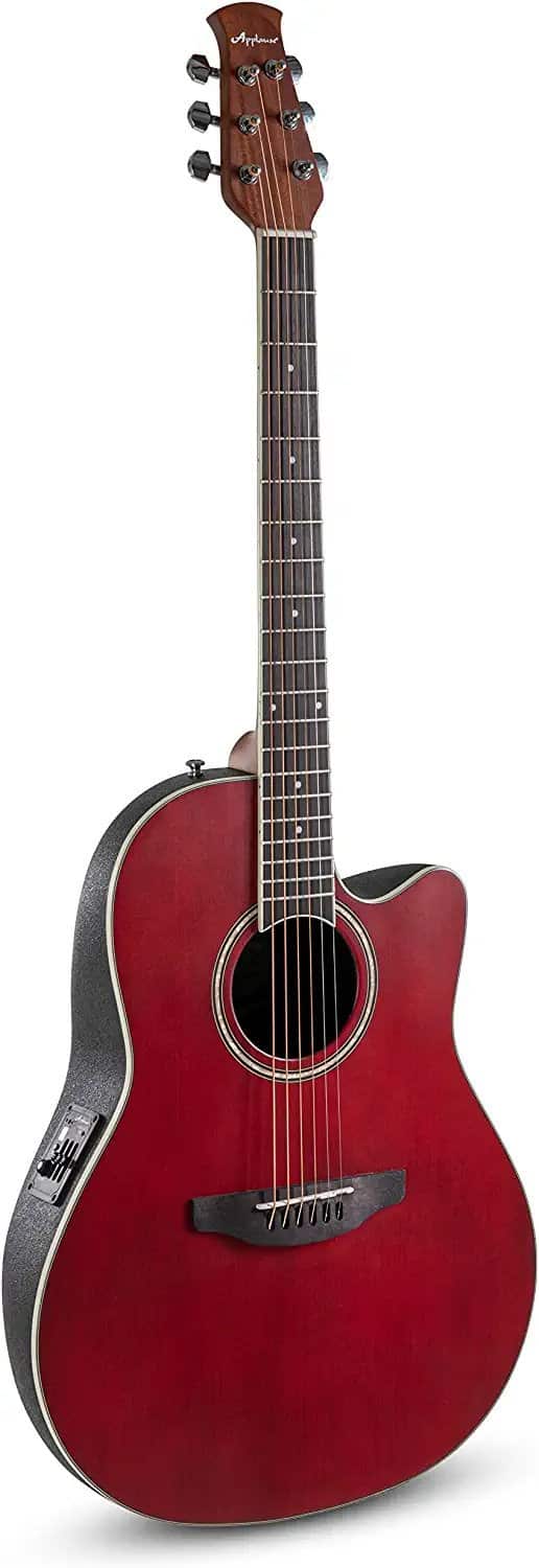 Ovation Applause AB24-2S CS Steel String Acoustic / Electric Guitar, Ruby Red Satin