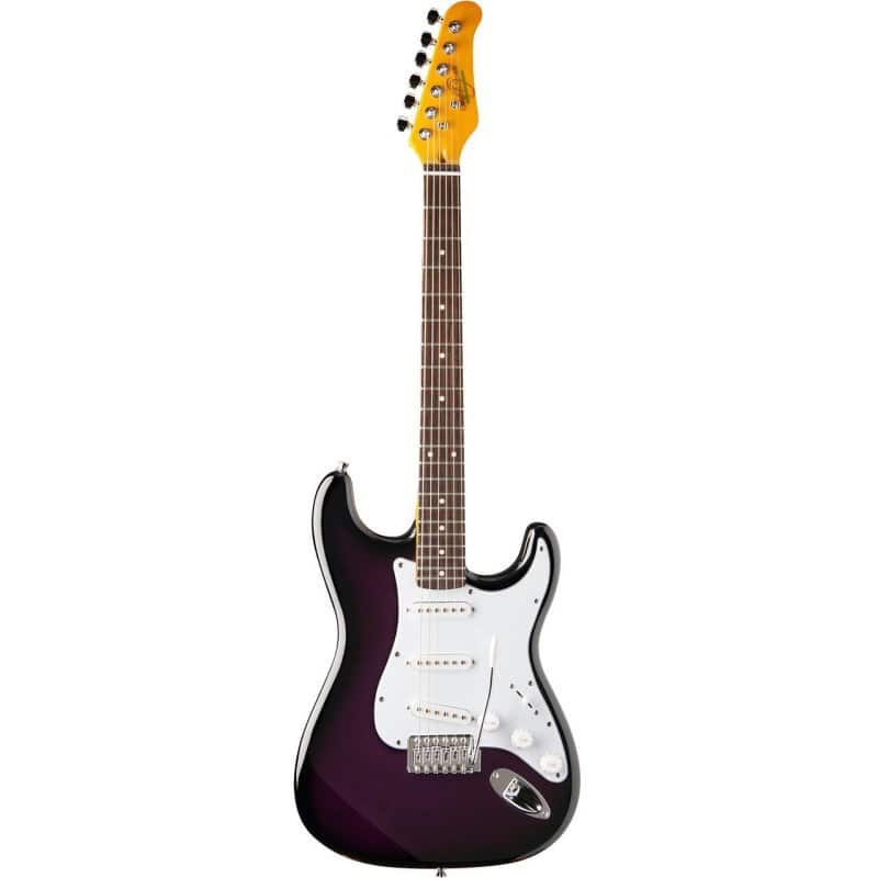 Oscar Schmidt OS-300-PS-A Purple Sunburst Solid Body Strat-Style Electric Guitar