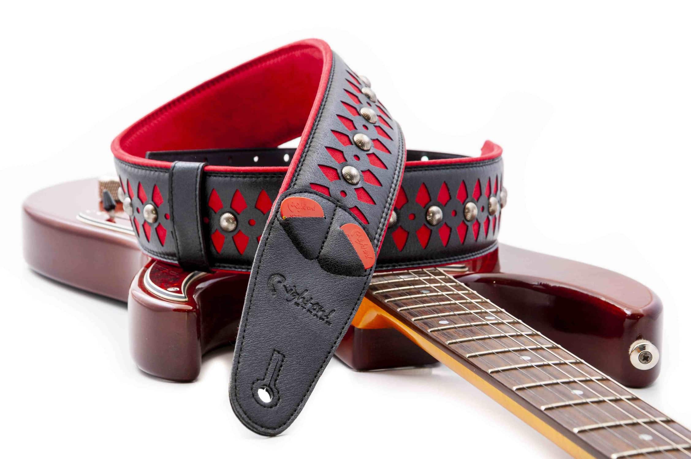 Right-On ARMOUR-RED Guitar Strap