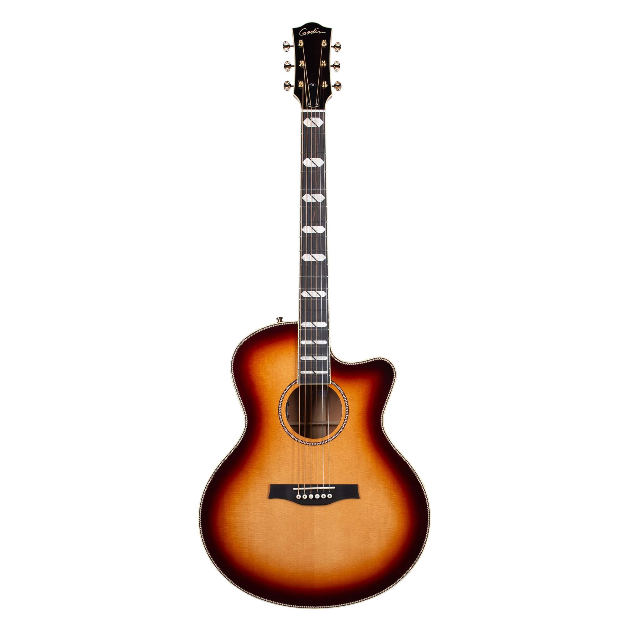 Godin 053377 Connaisseur MJ Sunset Burst Mahogany Acoustic/Electric Guitar w/ Godin Case