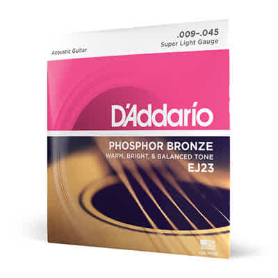 D'Addario EJ23 - Phosphor Bronze Super Light Acoustic Guitar Strings 9-45