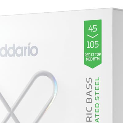 D'Addario XSB45105 XS Light Top Medium Bottom 4-String Long Scale Coated Bass Strings (45-105)